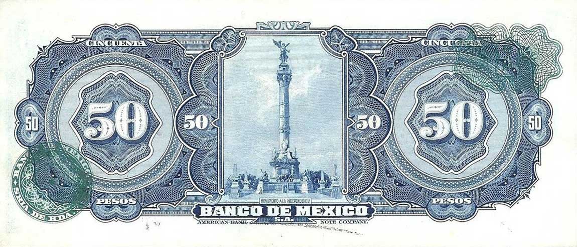 Back of Mexico p49g: 50 Pesos from 1954