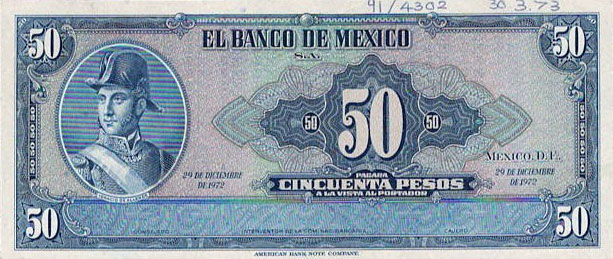 Front of Mexico p49r1: 50 Pesos from 1948