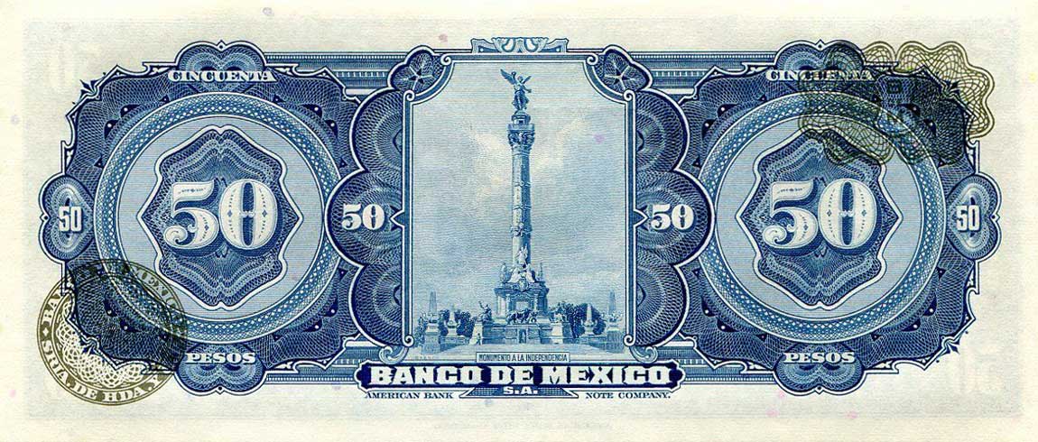 Back of Mexico p49r: 50 Pesos from 1969