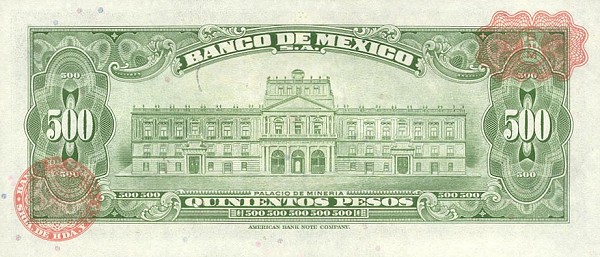 Back of Mexico p51r: 500 Pesos from 1974