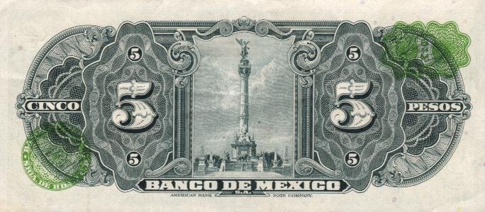 Back of Mexico p60f: 5 Pesos from 1961
