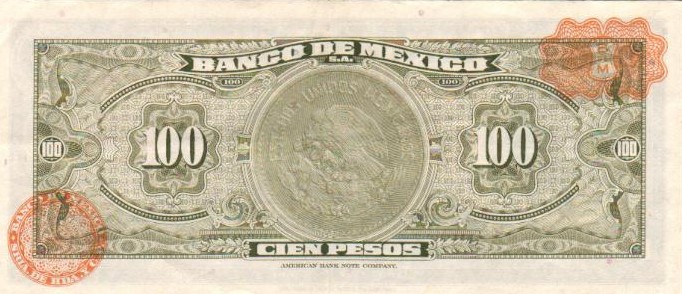 Back of Mexico p61f: 100 Pesos from 1971
