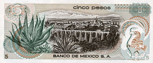 Back of Mexico p62c: 5 Pesos from 1972