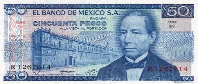 Front of Mexico p65a: 50 Pesos from 1973
