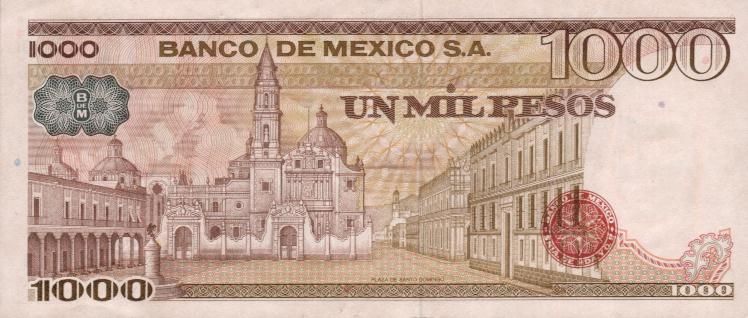Back of Mexico p70b: 1000 Pesos from 1979