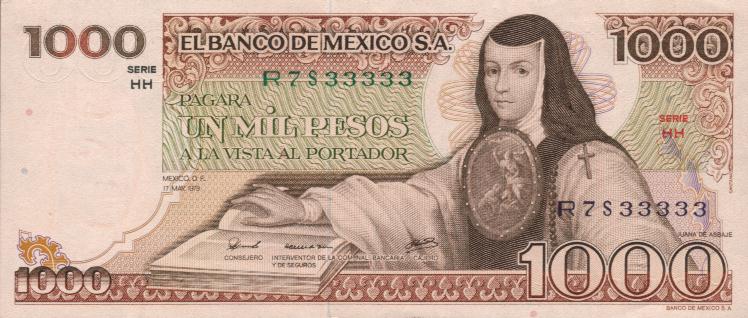 Front of Mexico p70b: 1000 Pesos from 1979
