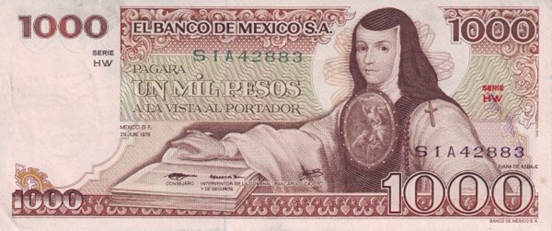 Front of Mexico p70c: 1000 Pesos from 1979