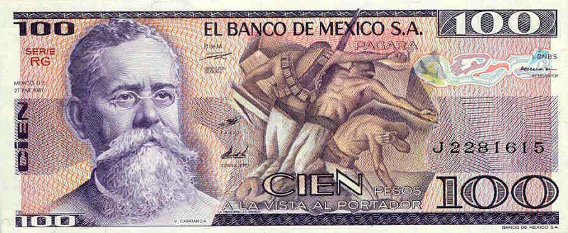 Front of Mexico p74a: 100 Pesos from 1981