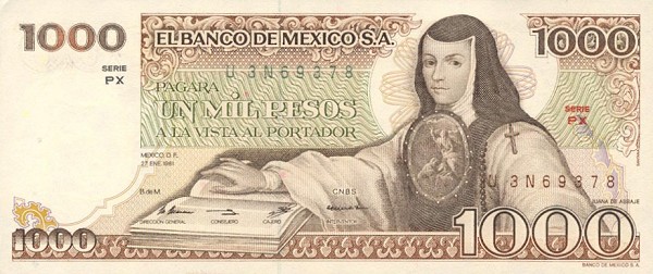 Front of Mexico p76a: 1000 Pesos from 1981