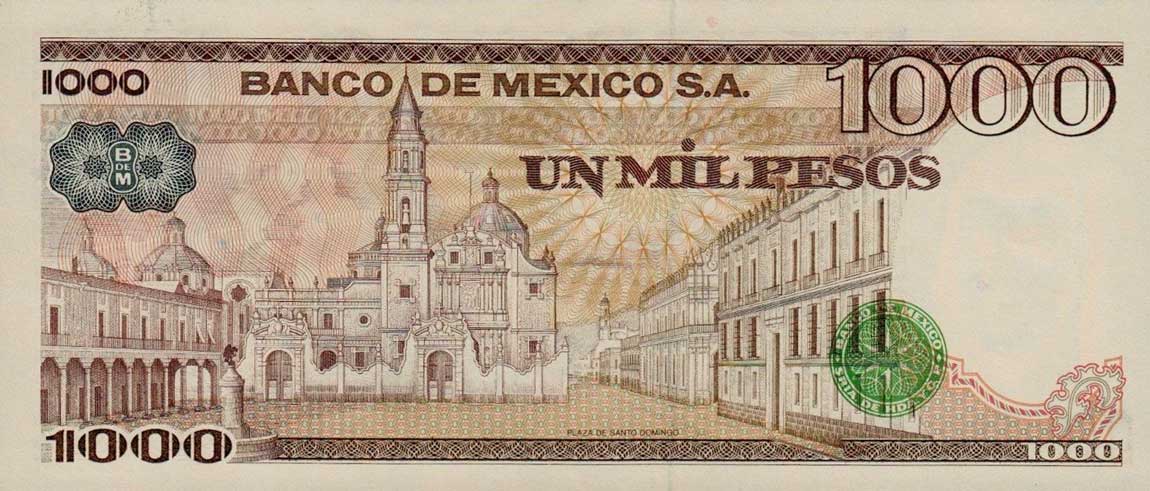 Back of Mexico p76b: 1000 Pesos from 1981