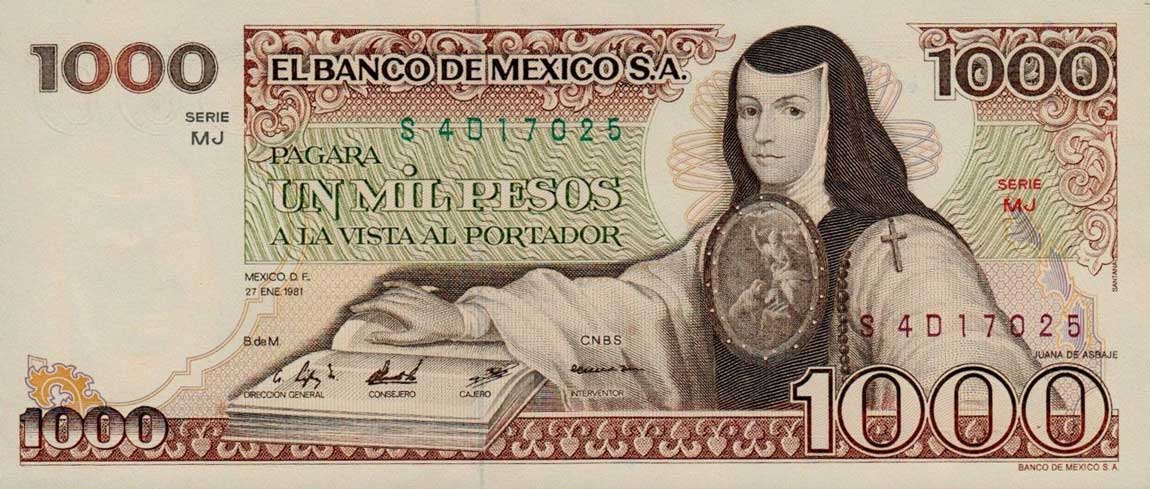 Front of Mexico p76b: 1000 Pesos from 1981