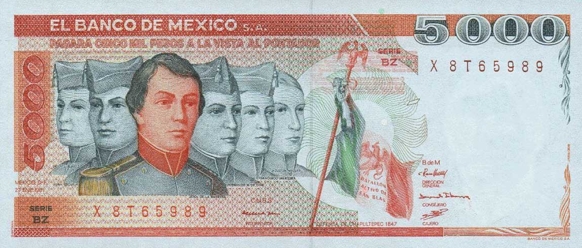 Front of Mexico p77a: 5000 Pesos from 1981
