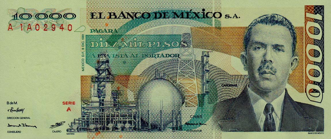 Front of Mexico p78a: 10000 Pesos from 1981