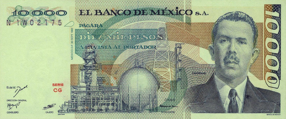 Front of Mexico p78f: 10000 Pesos from 1982