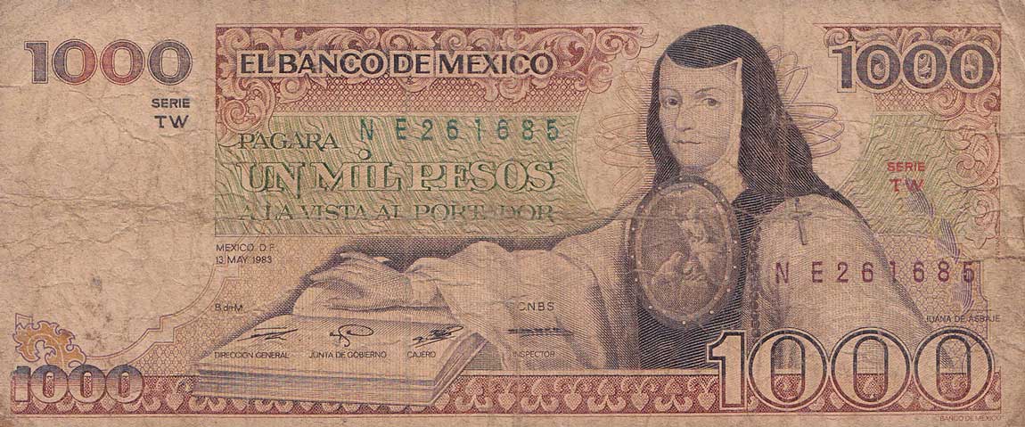 50 Mexican Peso 50 PESOS BILL MEXICO AXOLOTL PREFIX A - IBNS NOTE OF ...
