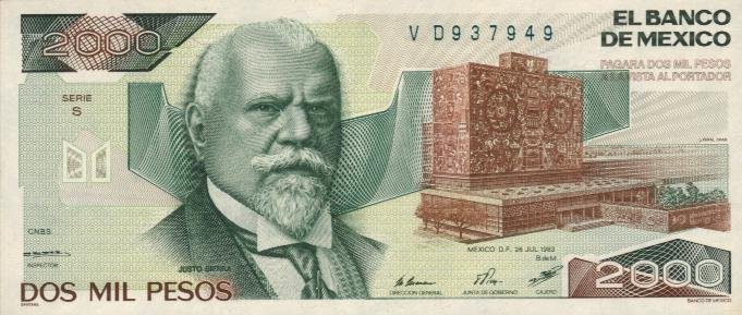 Front of Mexico p82a: 2000 Pesos from 1983