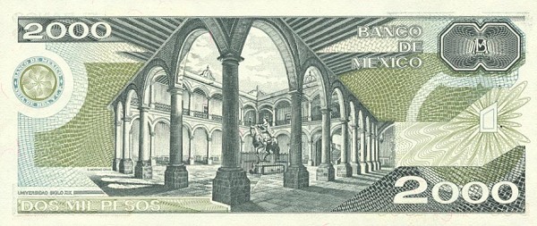 Back of Mexico p82c: 2000 Pesos from 1984