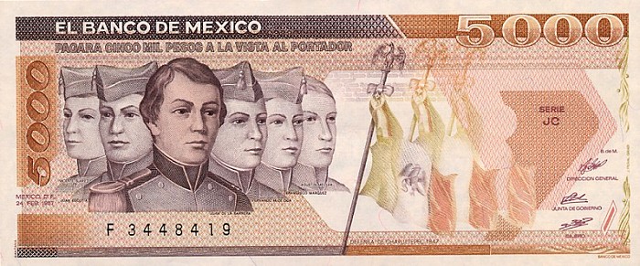 Front of Mexico p88b: 5000 Pesos from 1987