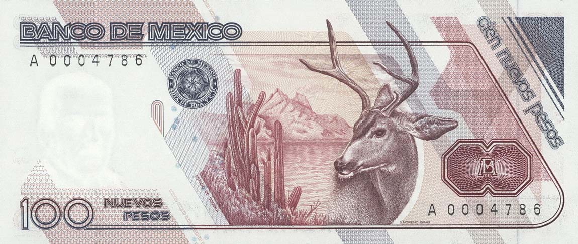 Back of Mexico p98: 100 Nuevos Pesos from 1992