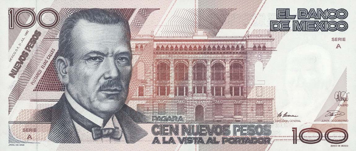 Front of Mexico p98: 100 Nuevos Pesos from 1992