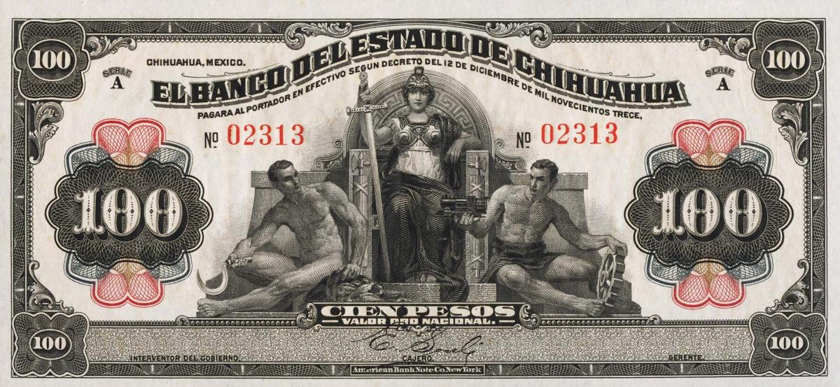Front of Mexico pS136a: 100 Pesos from 1913