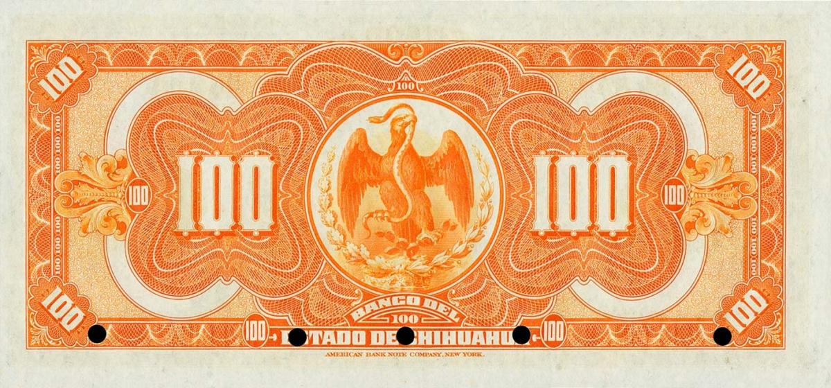 Back of Mexico pS136s: 100 Pesos from 1913