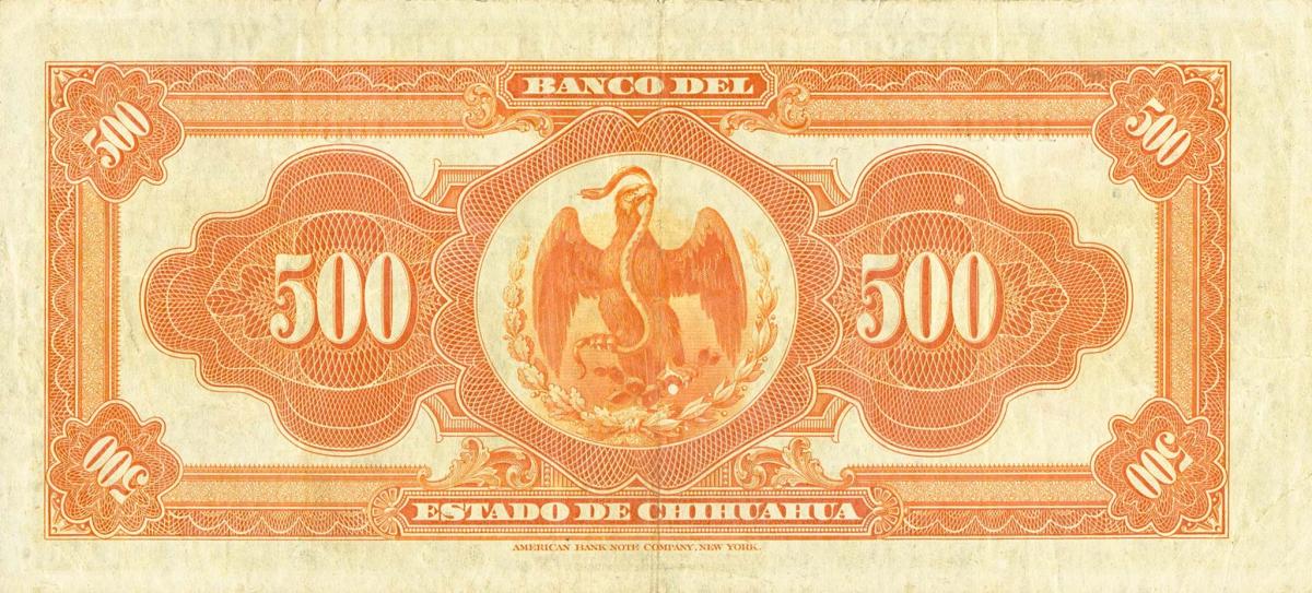 Back of Mexico pS137a: 500 Pesos from 1913