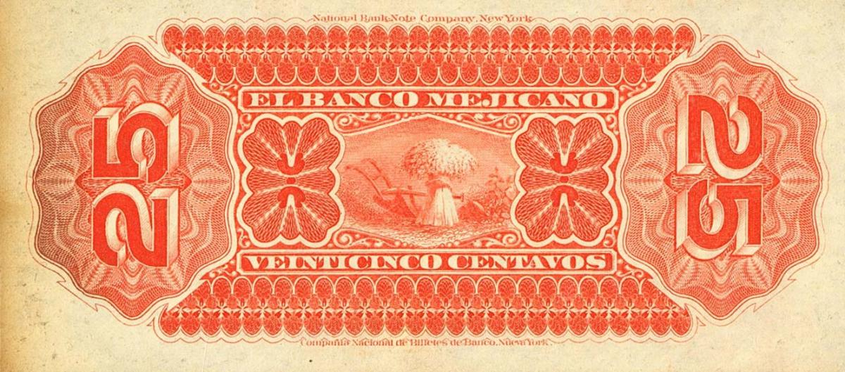 Back of Mexico pS143a: 25 Centavos from 1878