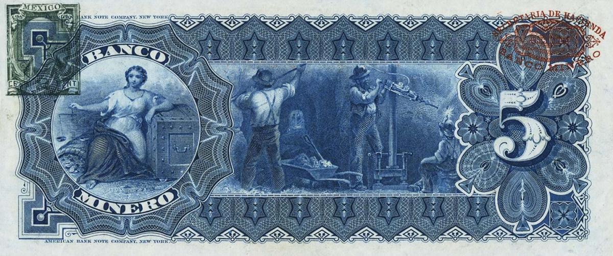 Back of Mexico pS163Ai: 5 Pesos from 1898