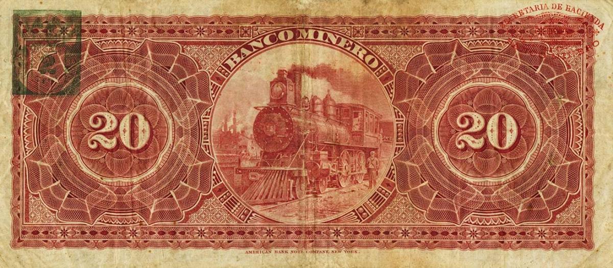 Back of Mexico pS165Bd: 20 Pesos from 1910