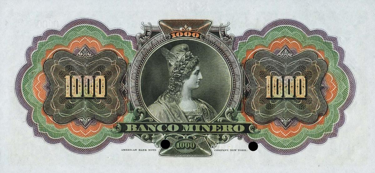 Back of Mexico pS169s2: 1000 Pesos from 1888