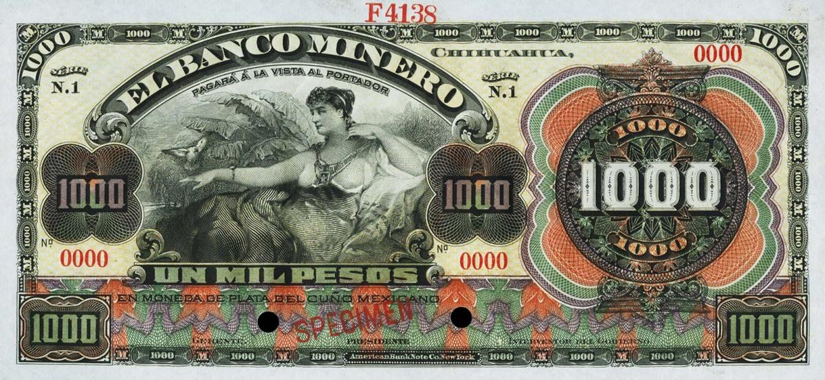 Front of Mexico pS169s2: 1000 Pesos from 1888