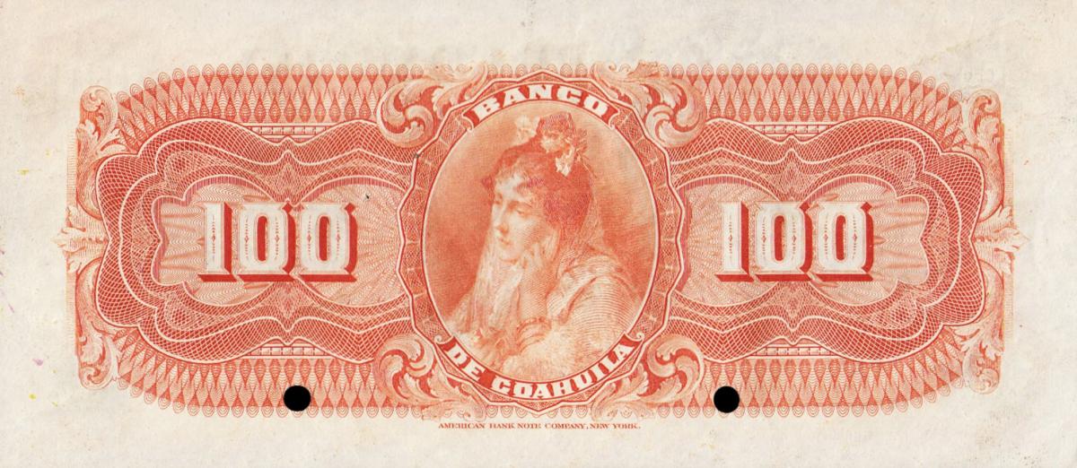 Back of Mexico pS199s: 100 Pesos from 1898