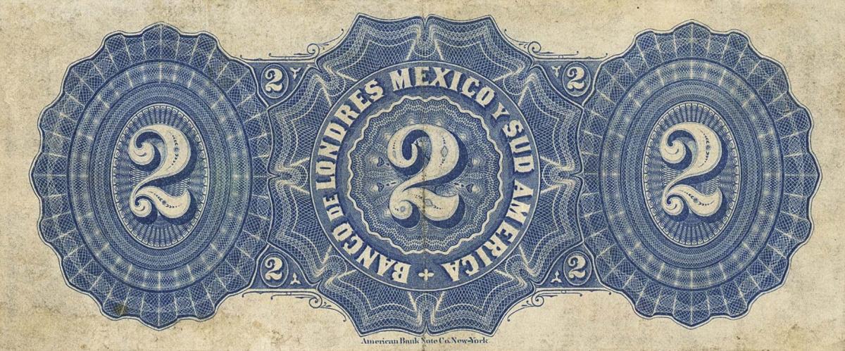 Back of Mexico pS220a: 2 Pesos from 1883