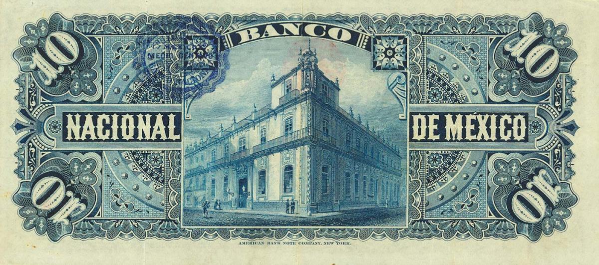 Back of Mexico pS258c: 10 Pesos from 1885
