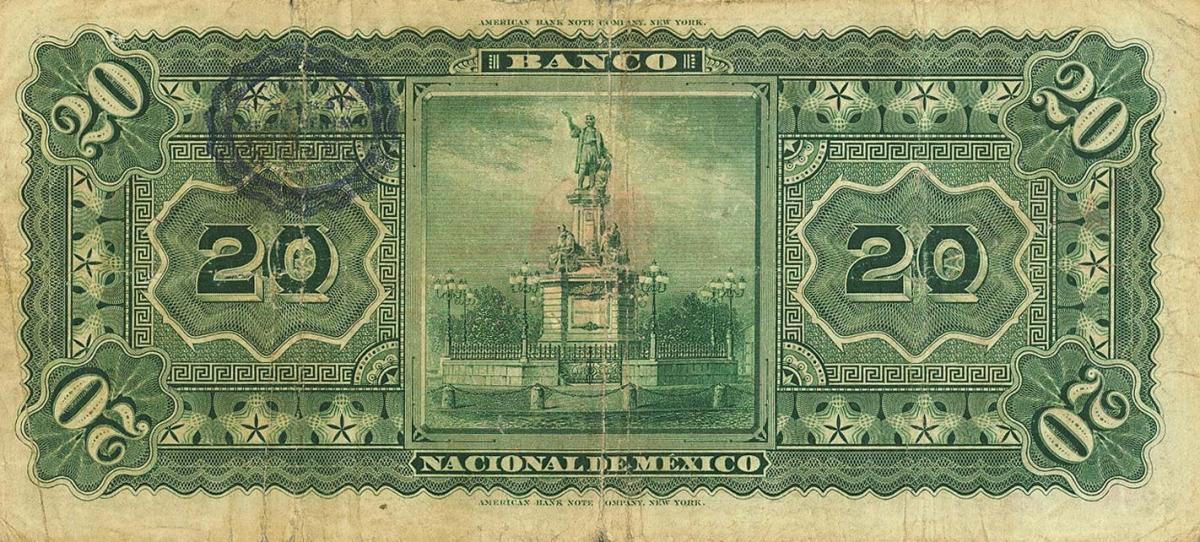 Back of Mexico pS259f: 20 Pesos from 1885
