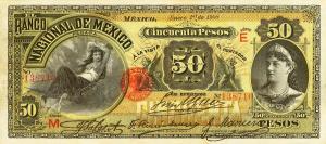 pS260c from Mexico: 50 Pesos from 1885