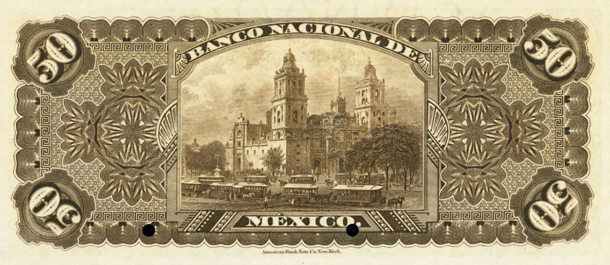 Back of Mexico pS260s2: 50 Pesos from 1885