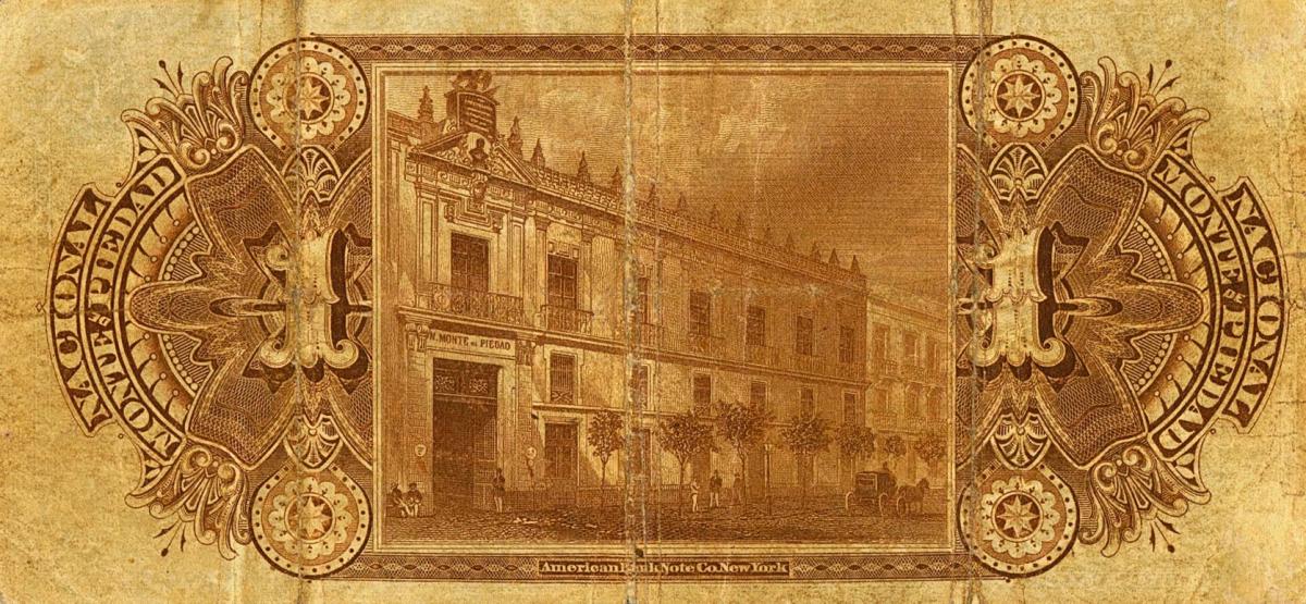 Back of Mexico pS264a: 1 Peso from 1880