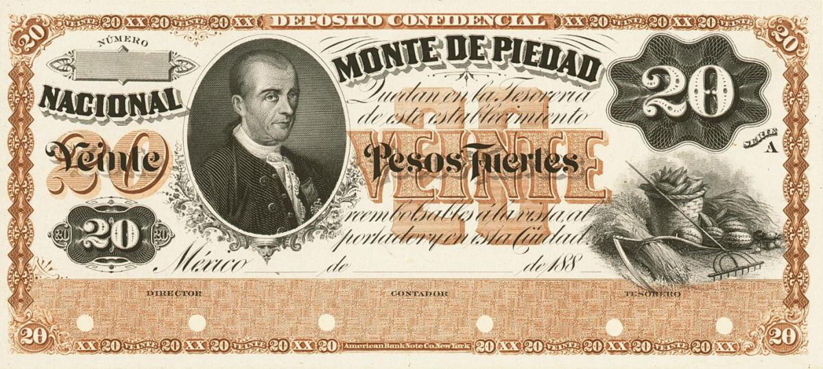 Front of Mexico pS267p: 20 Pesos from 1880