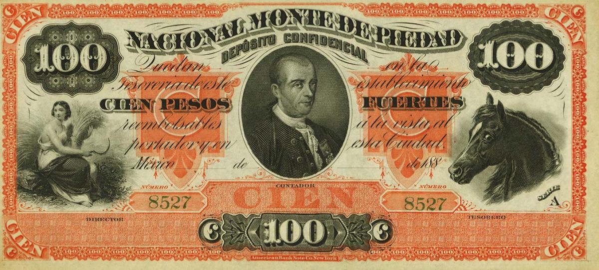 Front of Mexico pS269r1: 100 Pesos from 1880