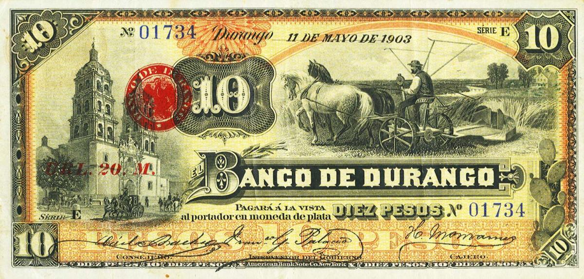 Front of Mexico pS274c: 10 Pesos from 1891