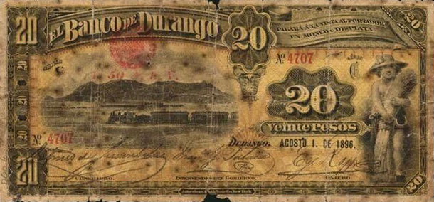 Front of Mexico pS275a: 20 Pesos from 1891