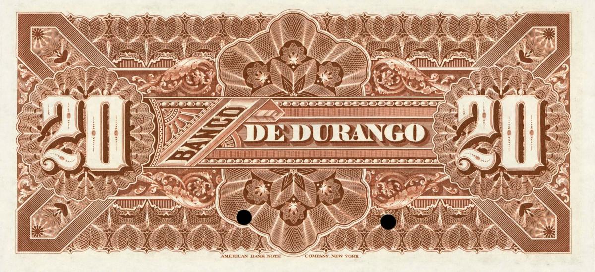 Back of Mexico pS275s2: 20 Pesos from 1891