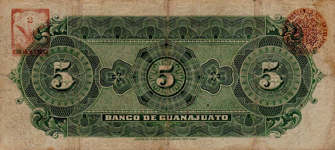 Back of Mexico pS289c: 5 Pesos from 1900