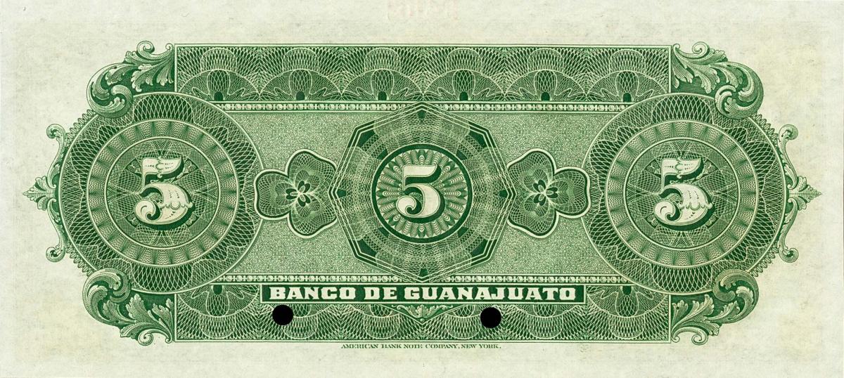 Back of Mexico pS289s: 5 Pesos from 1900