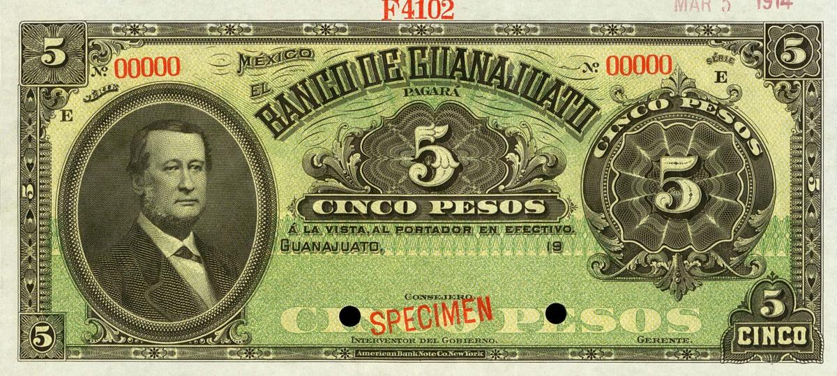 Front of Mexico pS289s: 5 Pesos from 1900