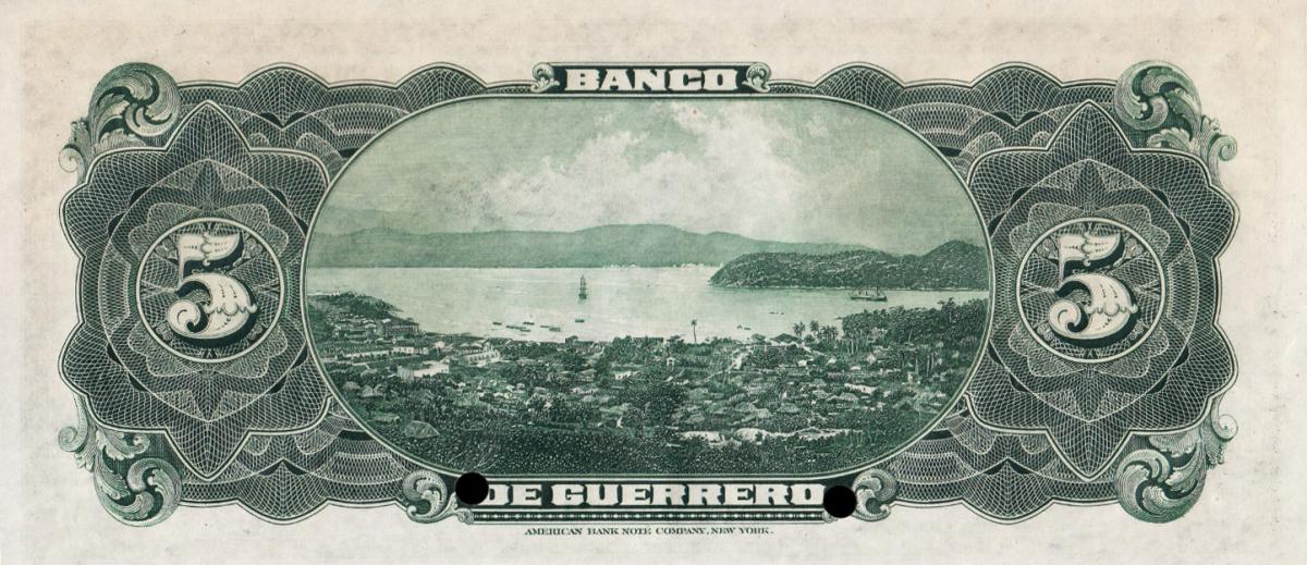 Back of Mexico pS298s2: 5 Pesos from 1906