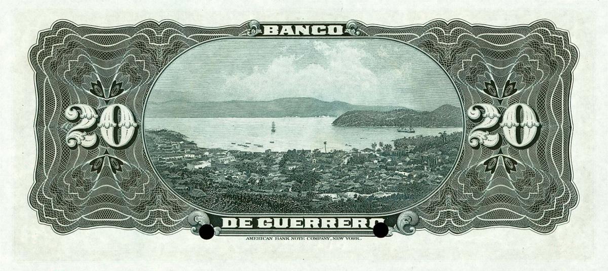 Back of Mexico pS300s2: 20 Pesos from 1906