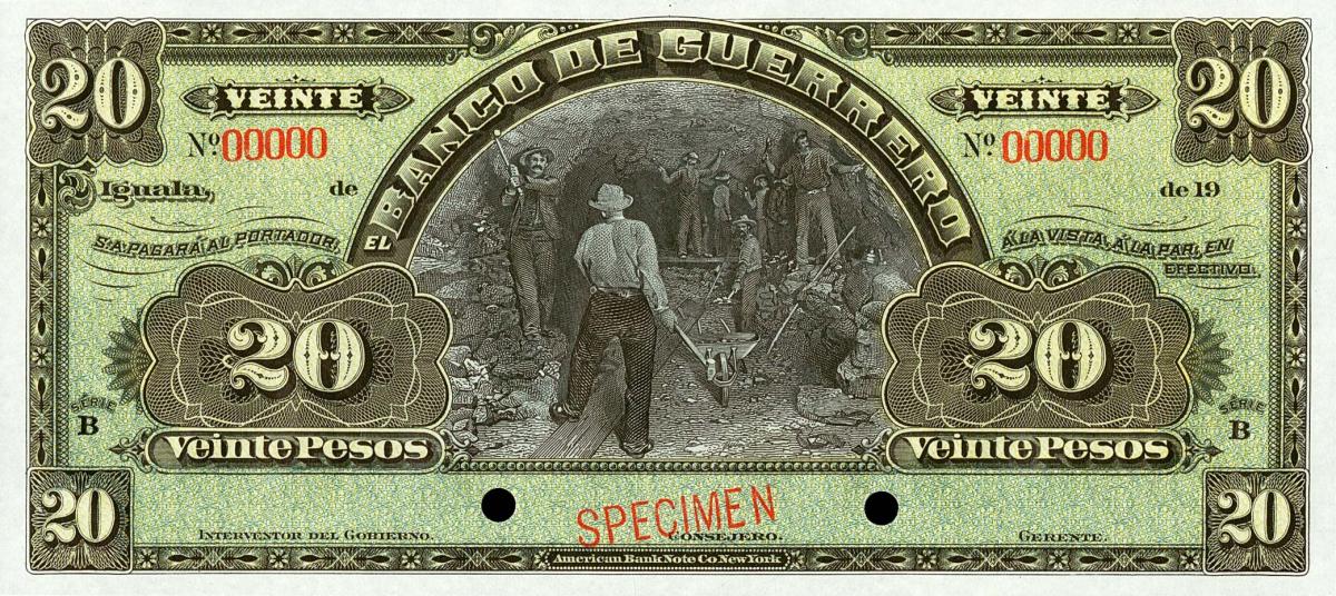 Front of Mexico pS300s2: 20 Pesos from 1906